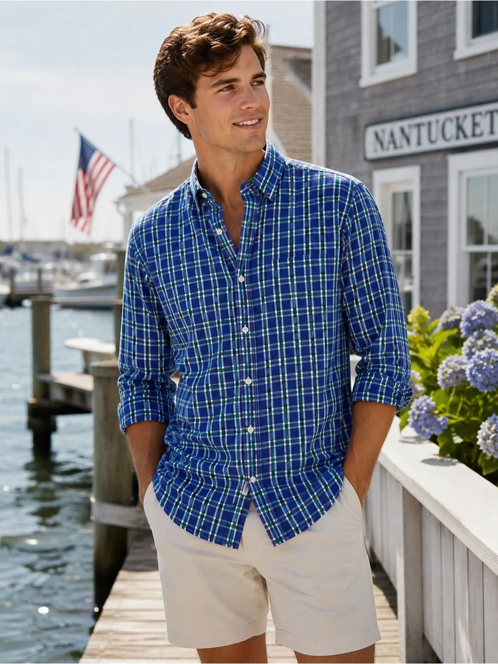 Banana Republic Soft Wash Blue Plaid Button Shirt